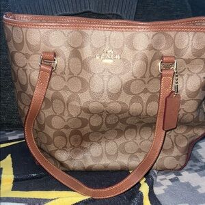 Coach Tan and Brown Signature Tote